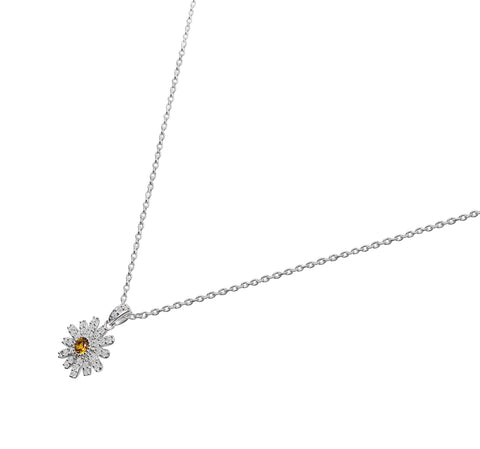 Pendant 925 Silver Women Florecer Flower White Crystals Anamora by Tanya Moss