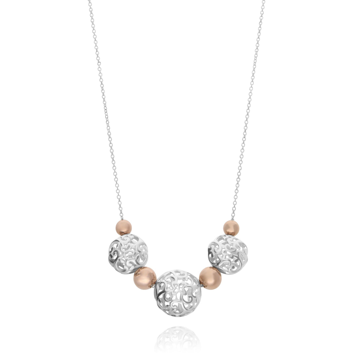 Necklace 925 Silver Women Elia 3 Sphere Gold Filled