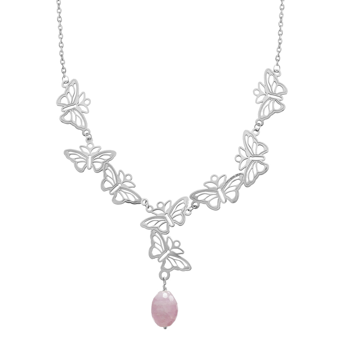 Necklace 925 Silver Women Encanto 8 Butterflies Kunzite Oval