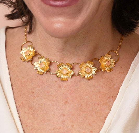 Collar Choker Florecer Dorado