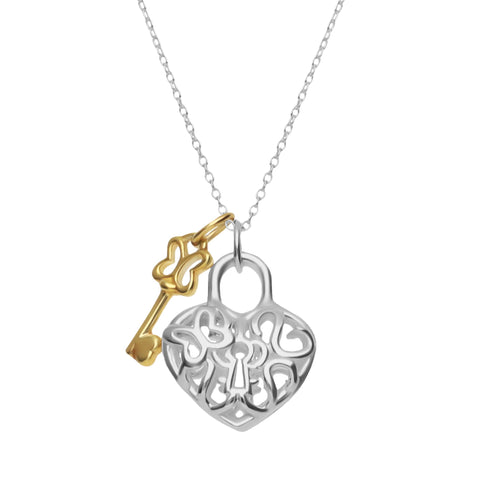 Pendant 925 Silver Women Aimee Heart Plata / Key Gold