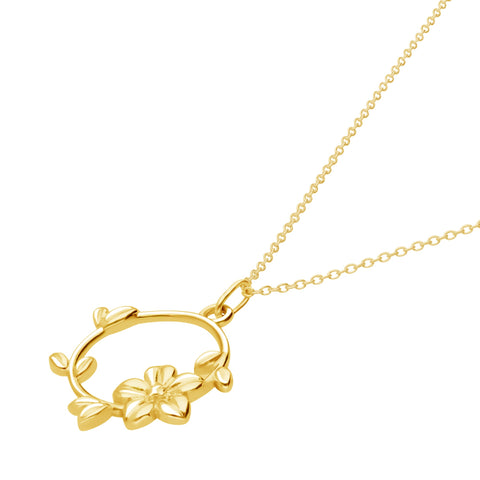 Pendant 925 Silver Women Mensaje Amor Hoop Flower Leaves Gold