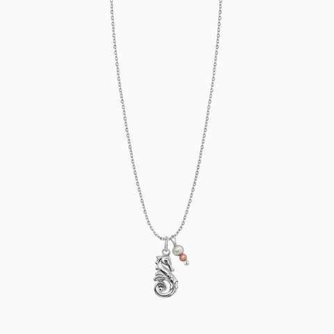 Pendant 925 Silver Women Arrecife Sea Horse Opalo Pink / Pearls