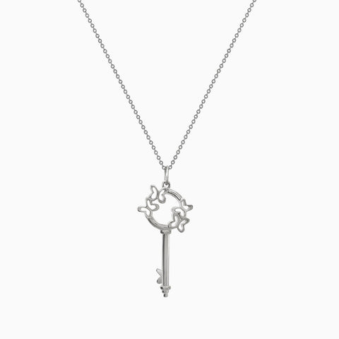 Pendant 925 Silver Women Única Keys Butterflys Long