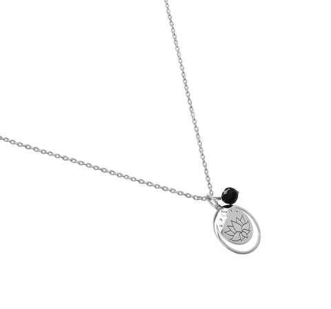 Pendant 925 Silver Women Magia Luna Loto Agata Negra