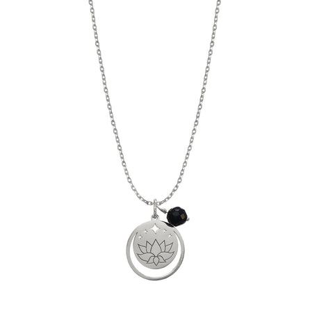Pendant 925 Silver Women Magia Luna Loto Agata Negra