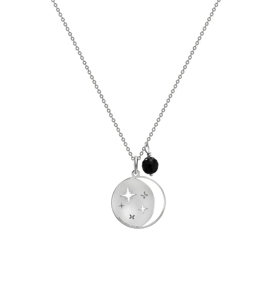 Pendant 925 Silver Women Magia Luna Cosmos Agata Negra