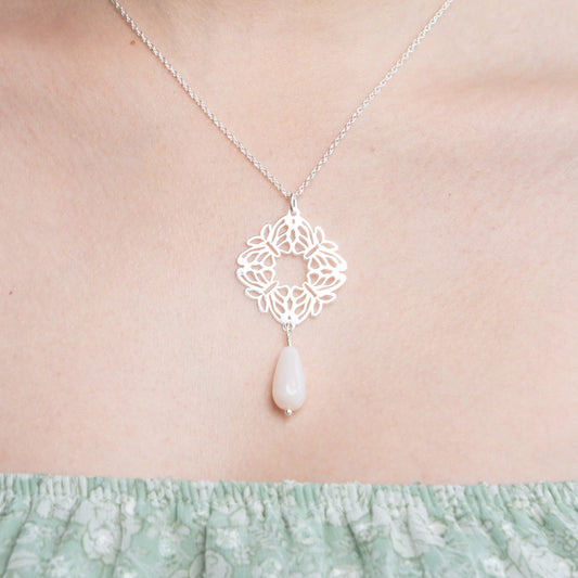 Pendant 925 Silver Women Encanto 4 Butterflies Pink Opal