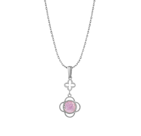 Pendant 925 Silver Women Rose Mariposa Mop Cristal