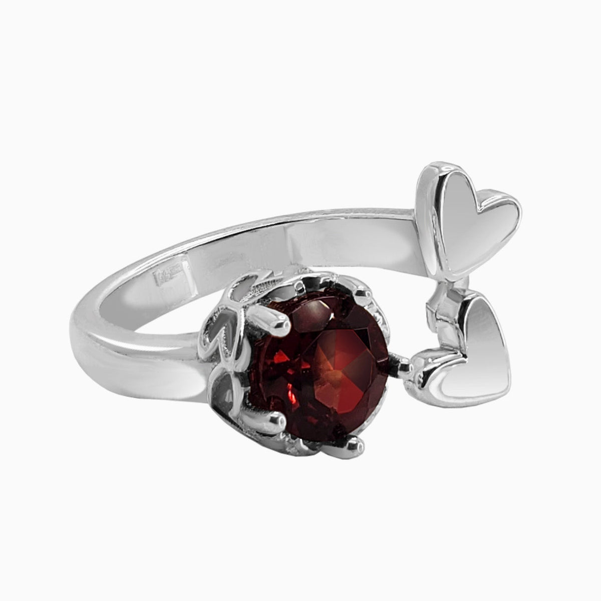 Ring 925 Silver Women Amoret Heart Garnet