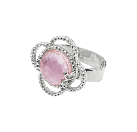 Ring Mujer Plata 925 Rose Mariposa Mop Cristal