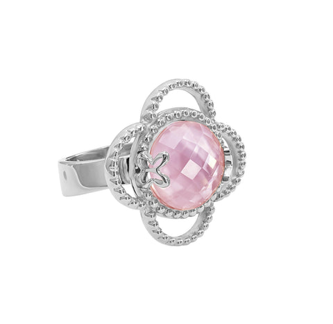 Ring Mujer Plata 925 Rose Mariposa Mop Cristal